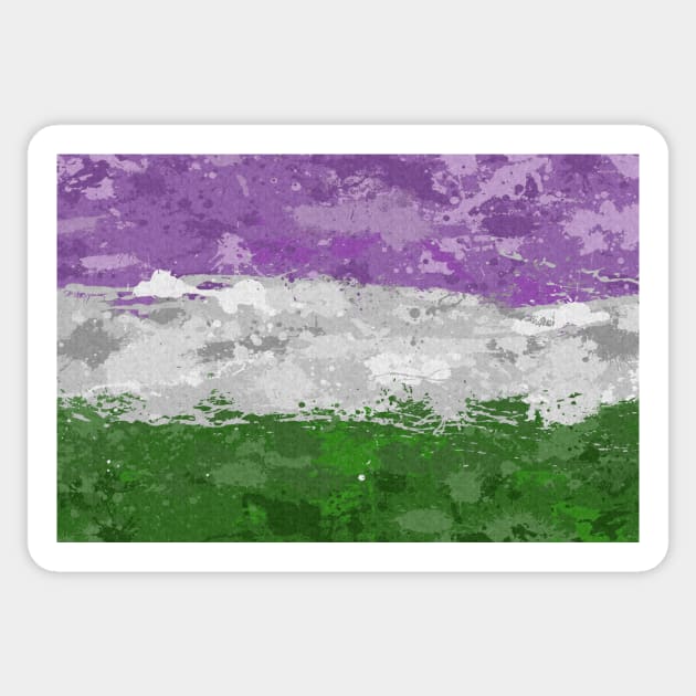 Abstract Paint Splatter Genderqueer Pride Flag Pattern Sticker by LiveLoudGraphics